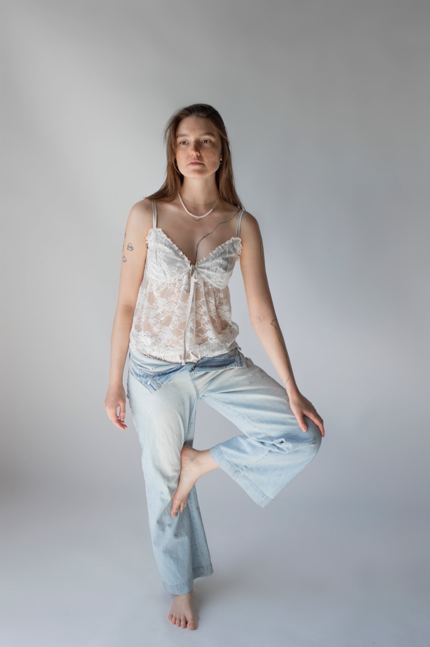 Betty Top in Dove Lace